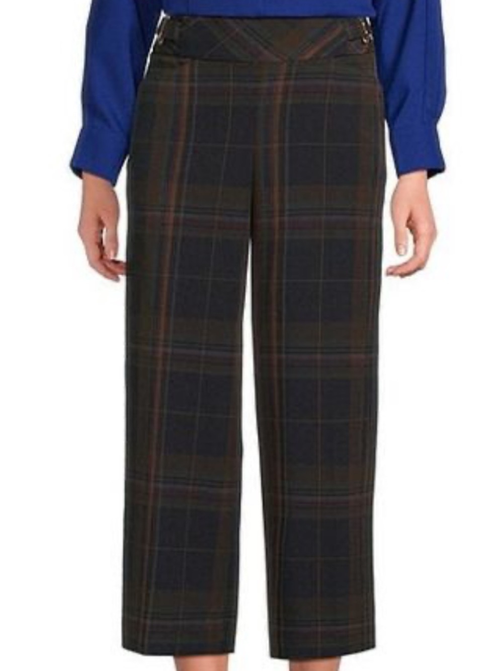 Investments Plaid Cropped Wide-Leg Pants